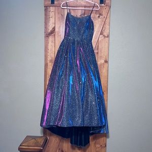 Glitter Crepe High Low A-Line Gown